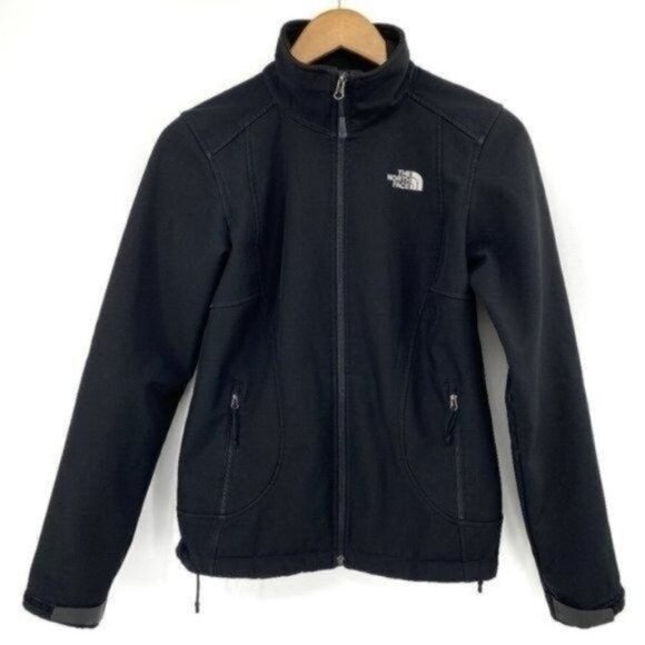 The North Face Women Black Soft Shell Fleece Lined Full Zip Small Outdoor Jacket - Picture 1 of 8